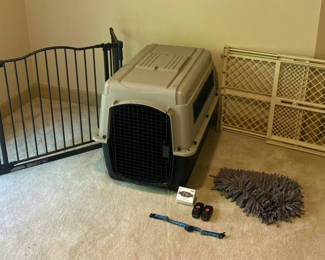 Lot 84: Large Dog Crate, Gates and Training Tools