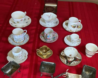 Lot 10: British Sterling Antique Tongs, Porcelain Tea Cups And More