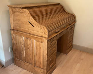 Lot 93: Vintage Oak Roll top Desk