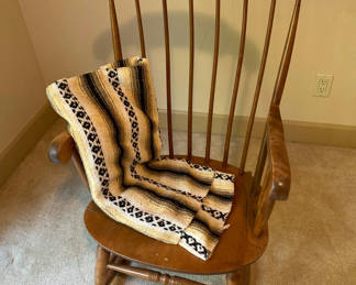 Lot 86: Wooden Rocking Chair and Blanket