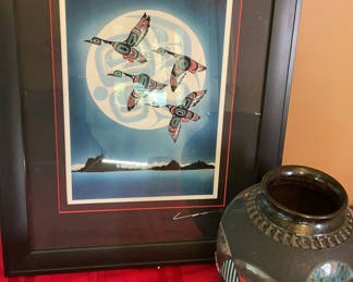 Lot 13: PNW Indigenous Framed Art, Pottery