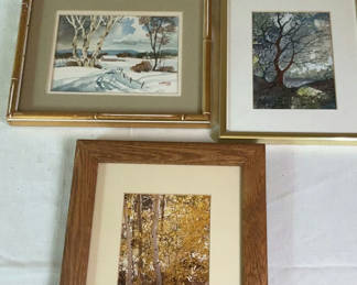 Lot 37: Trio Of Small Framed Tree Art
