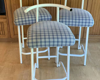 Lot 50: Three Metal And Fabric Bar Stools
