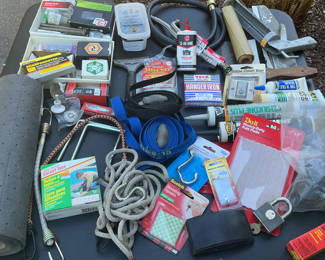 Lot 74: Ceiling light fixture with hardware and DIY supplies