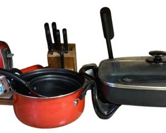 136 - Lot of Assorted Items - Toaster, Skillet & More (Description): Used as is electric/electronic/mechanical  item. No guarantee all components, untested.