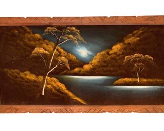 218 - Framed Velvet Painting - 26 x 49.5