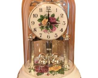 190 - Timex Royal Albert Old Country Roses Clock (Description): 10" Tall Used as is electric/electronic/mechanical  item. No guarantee all components, untested.