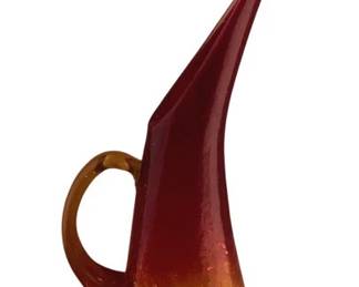 431 - Vintage Amberina Crackle Glass Pitcher - 15" Tall