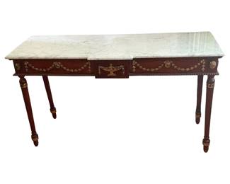 37 - Marble Top Table - As Is/Broken Leg - 20 x 57 x 32