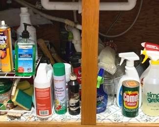124 - Cabinet Lot of Assorted Cleaning Supplies