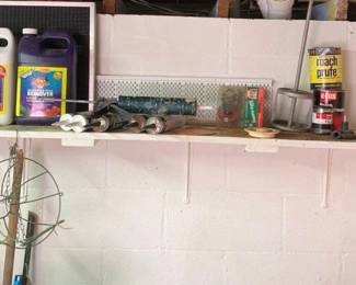 448 - Shelf Lot of Assorted Items w/ Hanging Baskets