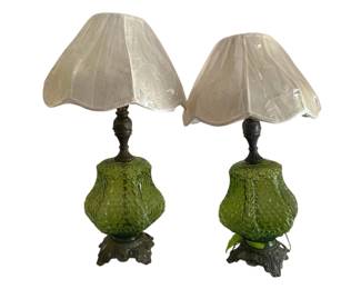 38 - 2 Vintage Hollywood Regency Table Lamps (Description): As Is/1 Broken - 30" Tall Used as is electric/electronic/mechanical  item. No guarantee all components, untested.