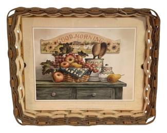 162 - Vintage Woven Wicker Serving Tray - 16 x 13