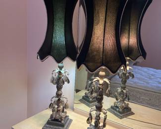Pair of MCM Lamps w/Crystals 