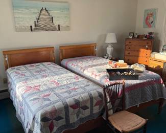 Primary Bedroom-Twin bed frames with newer mattress and box springs 