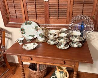 Christmas luster ware tea set