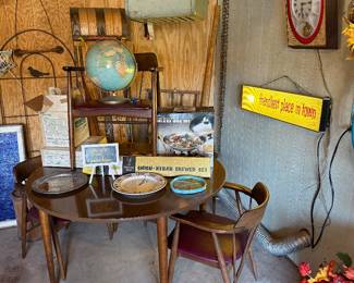 MCM pub table & chairs, beer lights