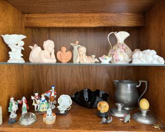 Angel items, Austria pitcher, pewter pieces, Occupied Japan figurines 