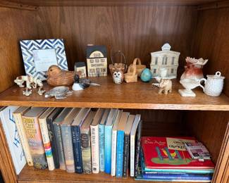 Petite marble bird bath, moose pitcher