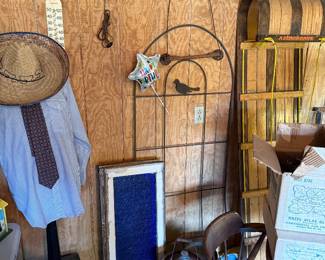 Stained glass windows, beer sign, toboggan 