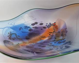 $1,199 - Wes Hunting Signed Handblown "Colorfield" Glass Platter