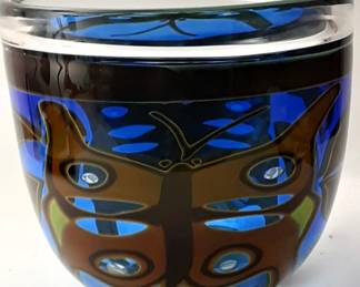 $599 - Hanne Dreutler, Arthur Zimsack, Studio Ahus Sweden “Moth” Large Graal Bowl