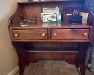 Vintage Pine Writing Desk with Hutch