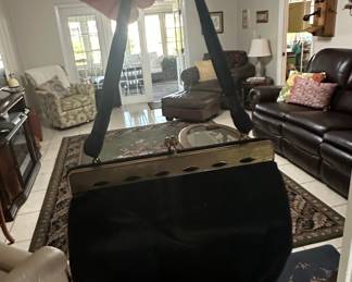 Garray Black Velvet Evening Bag with Lace Trim