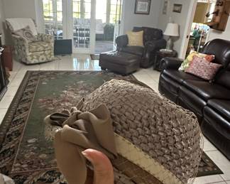 Pasadena Union Made Straw Hat with Veil and Ribbon