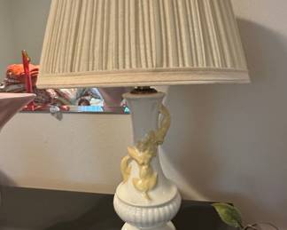 Vintage White Ceramic Cherub Table Lamp