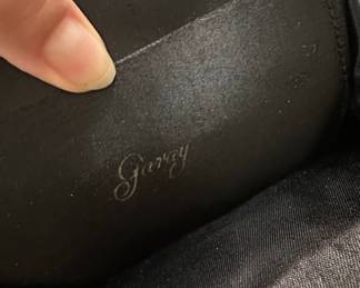 Garray Black Velvet Evening Bag with Lace Trim