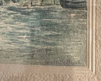 Watercolor Painting of a Mill Scene by J. L. Jacob