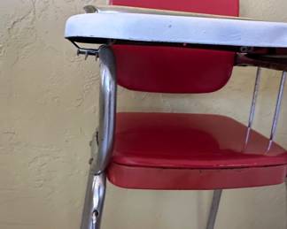 Vintage Cosco Red Vinyl and Chrome High Chair