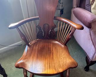 Victorian Style Spindle Back Rocking Chair with Carved Accents