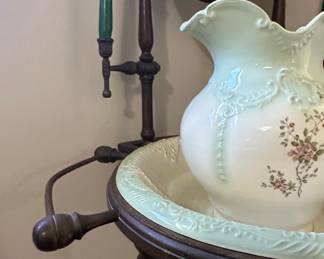 Victorian Washstand with Pitcher and Bowl