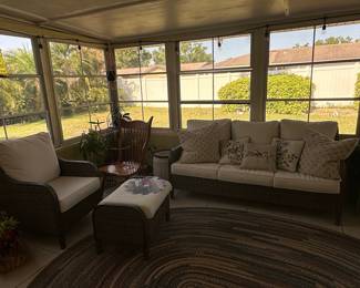 Wicker and Rattan Living Room Set with Cushions