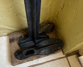 Antique Cast Iron Cobbler's Shoe Last Stand with Anvils