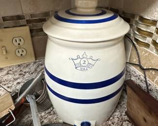 Robinson Ransbottom Blue Crown 2 Gallon Stoneware Water Cooler Jug