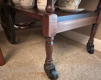 Pennsylvania House Cherry Drop Leaf Rolling Tea Cart