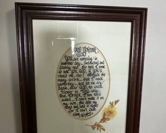 Framed Calligraphy Prayer "Good Morning, God" by Holly L. Die