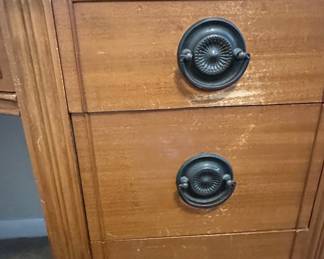 Vintage Art Deco Waterfall Vanity with Mirror and Stool