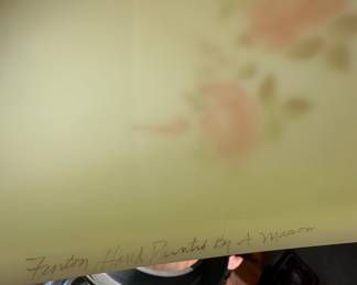 Fenton Burmese Hand-Painted Rose Lamp