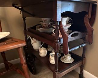 Pennsylvania House Cherry Drop Leaf Rolling Tea Cart