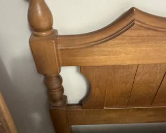 Vintage Wooden Headboard and Footboard Set with Queen Size Mattress and Box Spring
