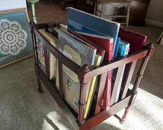 Vintage Mahogany Canterbury Magazine Rack