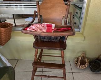 Vintage Jenny Lind Spindle-Back Wooden High Chair