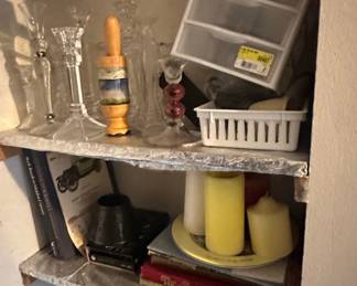 Assorted Glass Candlesticks and Decorative Items