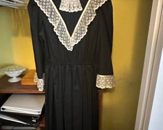 Vintage Black Lace Trimmed Maxi Dress