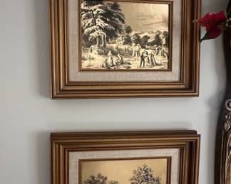 Vintage Framed Embossed Metallic Scenic Prints (Set of 2)