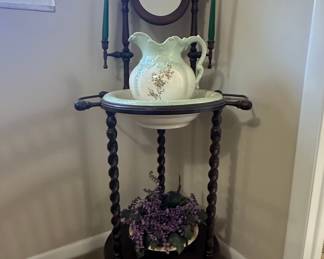 Victorian Washstand with Pitcher and Bowl